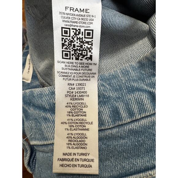 FRAME Le Mini Boot Jeans – Size 28 (Light Wash, Sustainable Fabric) - Picture 5 of 5